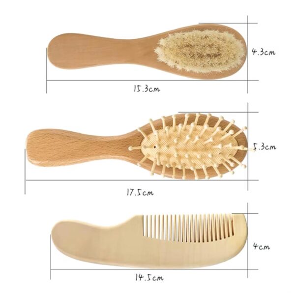 Set de 4 Cepillos de Peinar de Madera Creciendo Juntos medidas