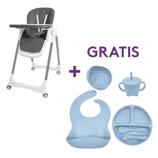 Silla leia gris + kit de alimentación 6 piezas azul