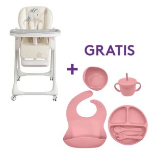 Silla leia elefante + kit de alimentación 6 piezas ROSA