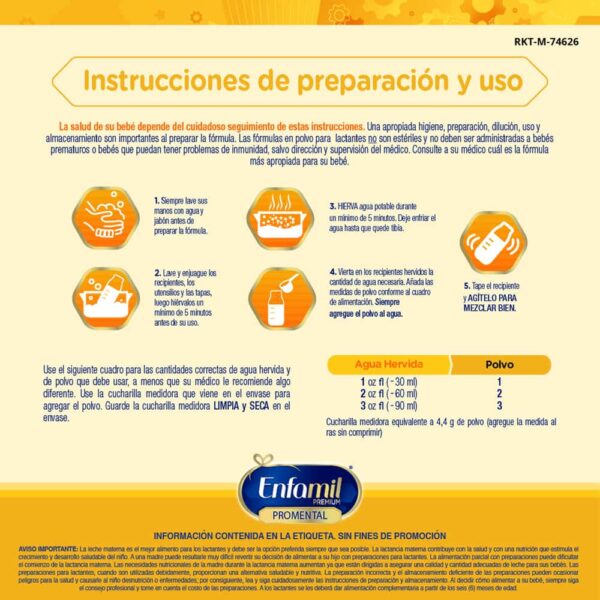 Formula Enfamil Promental 0-12 Meses Lata 375g instrucciones de uso