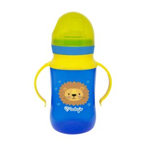 Vaso Babys Antiderrame Con Boquilla De Silicon Leon Amarillo-Azul