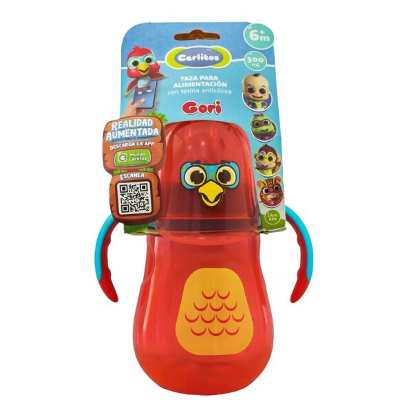 Taza Antiderrame Carlitos con Agarradera 300ml Rojo Gori
