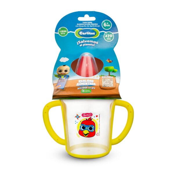 Taza Carlitos Clásico con Pico y Tapa Amarillo - Rojo x 270 ml empaque