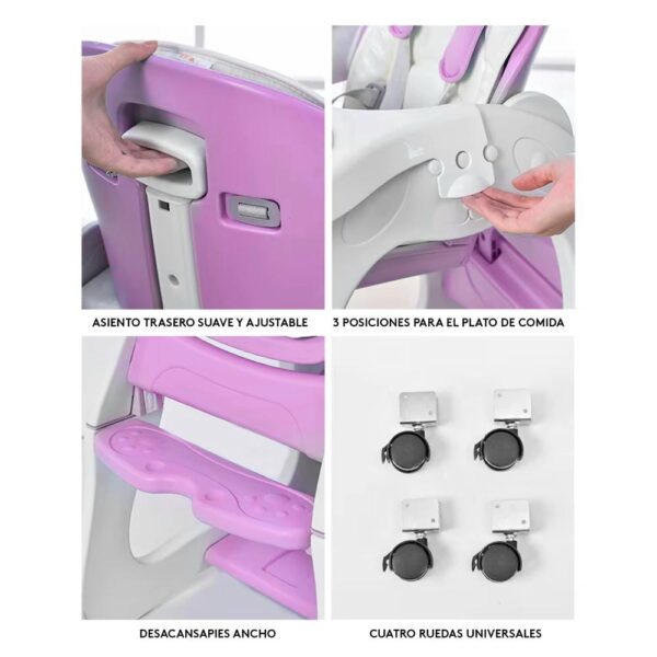 Silla De Comer para bebé Noah Multifunción Lila Creciendo Juntos posiciones