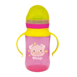 Vaso Babys Antiderrame Con Boquilla De Silicon Cerdito Rosa