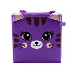 Cubo Plegable de Almacenamiento Genial Gata Morado