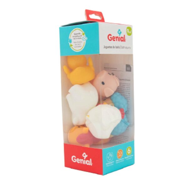 Juguete para Bebés de Baño x 6 Piezas Genial Animales de Granja 9M+