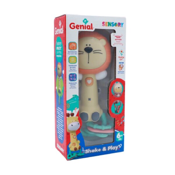 Juguete Sonajero Sensorial Genial León + 6M caja