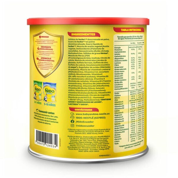 NIDO® 1+ Leche de Crecimiento Lata 1.6 kg información