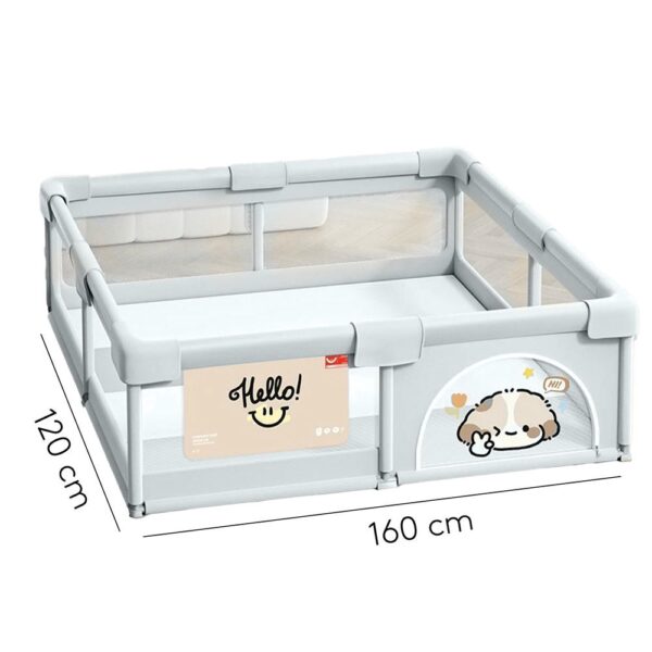 Corral Para Bebé Funkids Perro Gris 120x160 Cm Úpale medidas