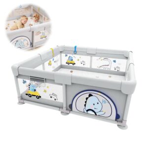 Corral Para Bebé Funkids Dinosaurio Gris 150x180 Cm Úpale miniatura