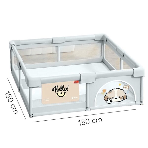 Corral Para Bebé Funkids Perro Gris 150x180 Cm Úpale medidas