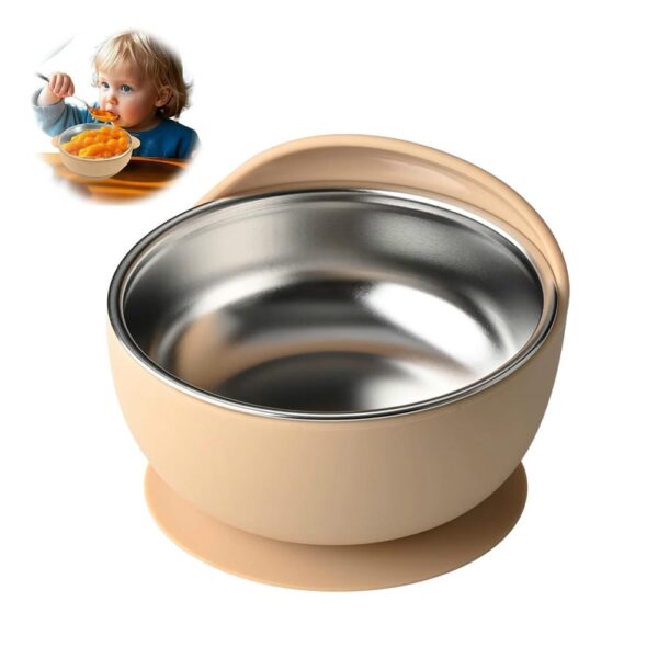 Bowl / Plato Para Bebés De Acero Inoxidable Beige Úpale miniatura