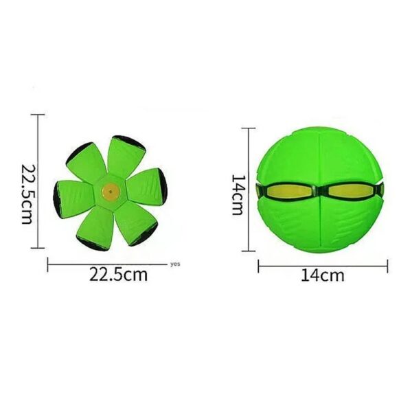 Pelota de Platillo Volador con Luces 3años+ Verde Prime medidas