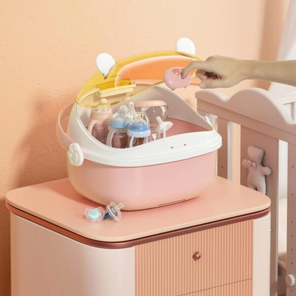 Escurridor de Biberones Bearly Dry Rosado Creciendo Juntos uso espacio