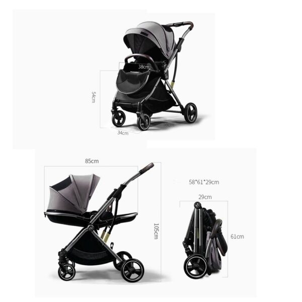 Coche Para Bebé Flexigo Negro Úpale medida doblado