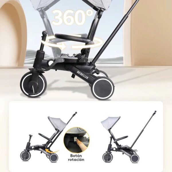 Coche Triciclo para niños 7 En 1 Negro Úpale giro