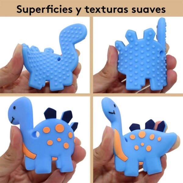 Collar Masticable Sensorial Dino Azul Úpale +3 texturas