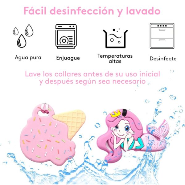 Set De Collares Masticables Sensorial Rosa Úpale x 6 desinfección