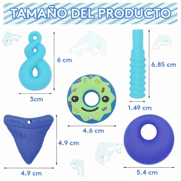 Set De Collares Masticables Sensorial Azul Úpale x 6 medidas