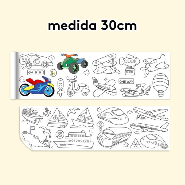 Rollo De Papel Para Colorear Pista De Autos 30cm x 3 metros medidas