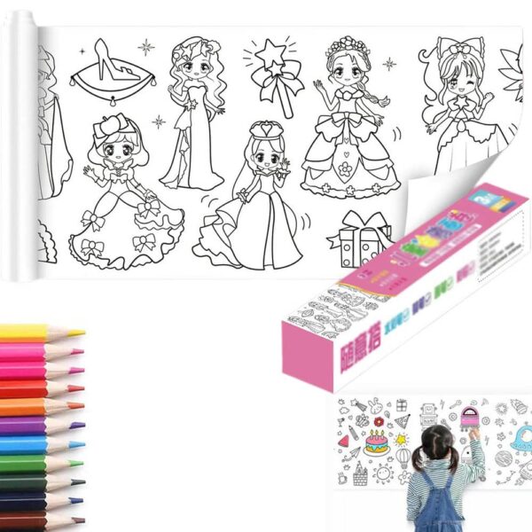 Rollo De Papel Para Colorear Princesas Magicas 30cm x 3 metros papel