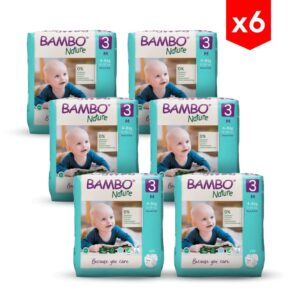 Pañal Bambo Nature Talla 3, M x 28 (4-8 kg) combo 6