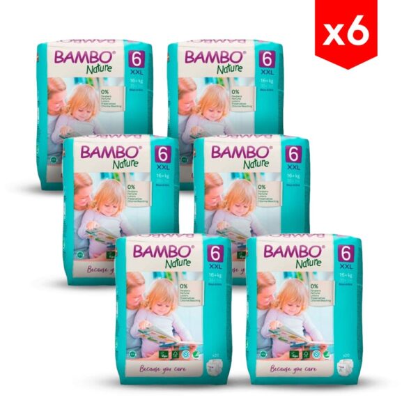 Pañal Bambo Nature Talla 6, XXG x 20 (16+ kg) combo x6