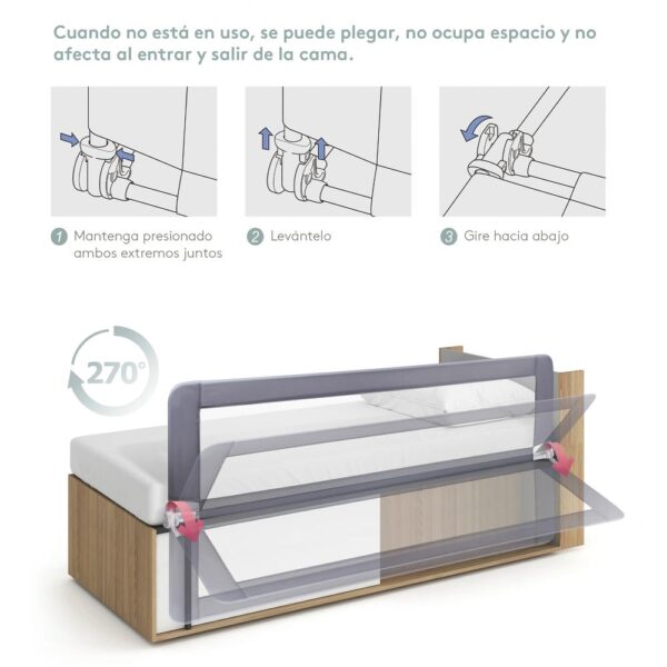 Baranda/Reja de Cama Gris 178 x 50cm Úpale (altura no regulable) doblar nuevo