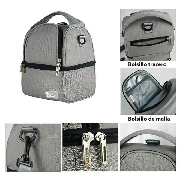 Bolso Térmico Gris/Negro + Pilas de Hielo Creciendo Juntos partes