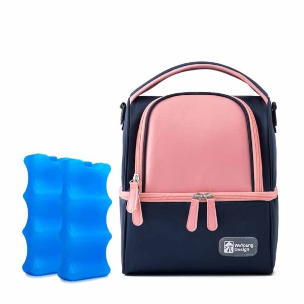 Bolso Térmico Azul/Rosa + Pilas de Hielo Creciendo Juntos vista frontal