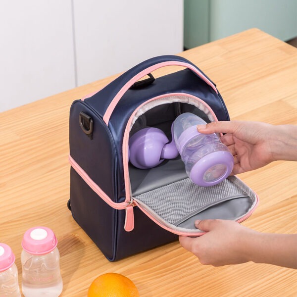 Bolso Térmico Azul/Rosa + Pilas de Hielo Creciendo Juntos uso biberón