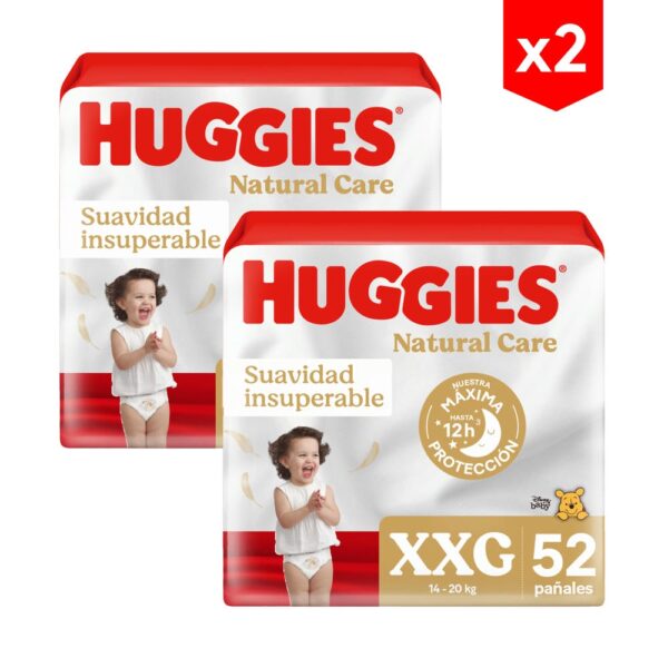 Pañal Huggies Natural Care XXG x 52 2 unidades