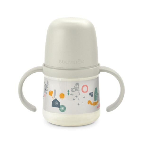 Biberón con Agarradera 150ml Blanco Parque +6m Suavinex