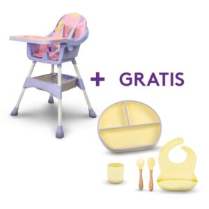 Silla Cora Rosa + Kit Amarillo De 5 Piezas