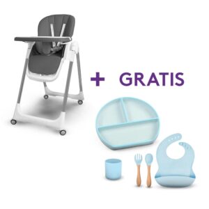 Silla Leia Gris + Kit Celeste De 5 Piezas