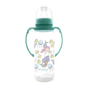 Biberón Babys 8/9 Onz Con Agarradera Estampado Sirenas Turquesa 3M+