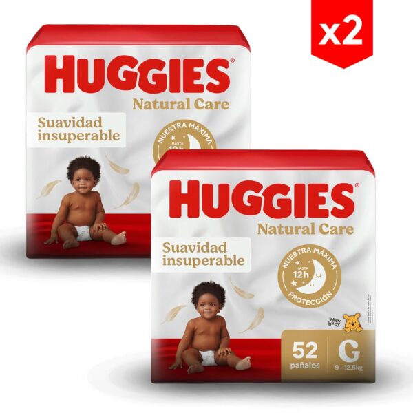 Pañal Huggies Natural Care G x 52 combo x2