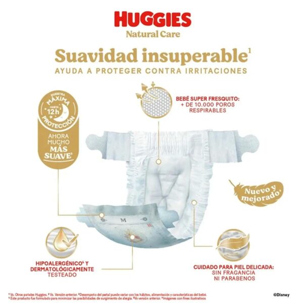 Pañal Huggies Natural Care XG x 52 propiedades