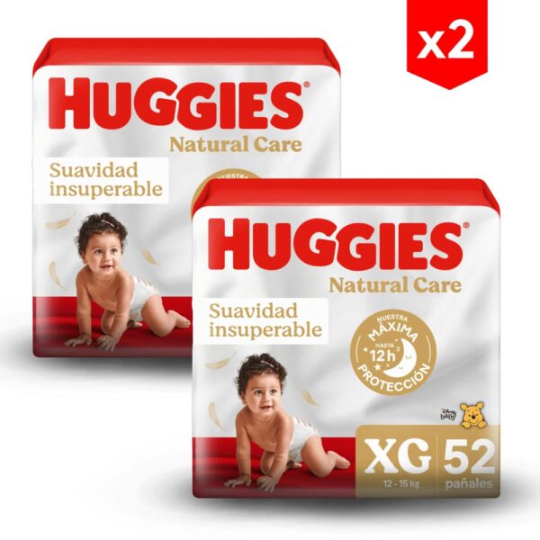 Pañal Huggies Natural Care XG x 52 combo x2