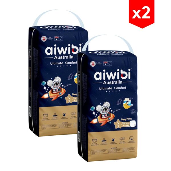 Pañal Aiwibi Pants Ultimate Comfort L x 44 (9 -14Kg) combo x2