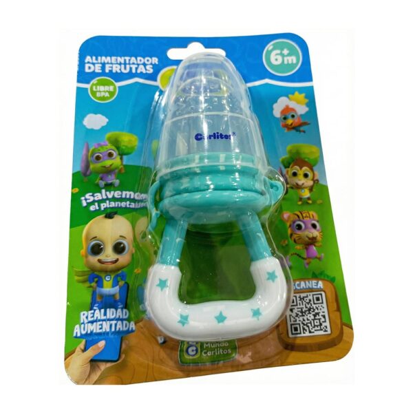 Alimentador de frutas Carlitos (Chupa Frutas) +6m Turquesa empaque
