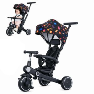 Coche Triciclo Negro Gatito Espacial 7 En 1 Plus Úpale