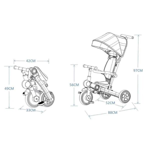 Coche Triciclo Negro Gatito Espacial 7 En 1 Plus Úpale medidas