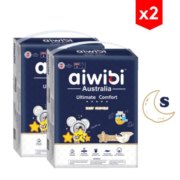 Pañales Aiwibi Ultimate Comfort S x 60 (4-8Kg) combo x2