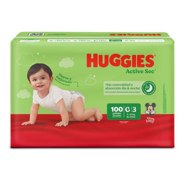 Pañal Huggies Active Sec Soft Comfort G x 100