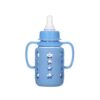 Biberón Dr Gym de Vidrio Con Agarradera 120ml Celeste abierto