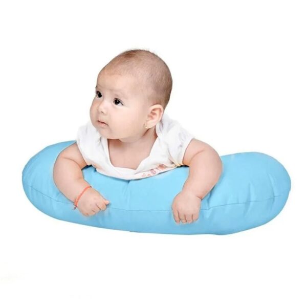 Almohada de Lactancia Celeste Mr & Mrs bebé boca arriba