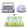 Combo corral más 90 pelotas plásticas más alfombra gancibaby