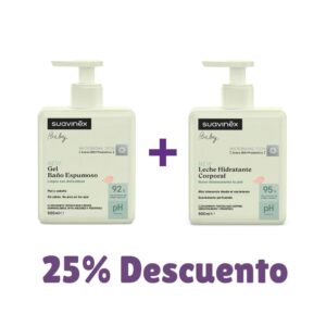 Combo Leche Hidratante Corporal Suavinex 500ml más Gel-Crema de Baño Suave Suavinex 500ml
